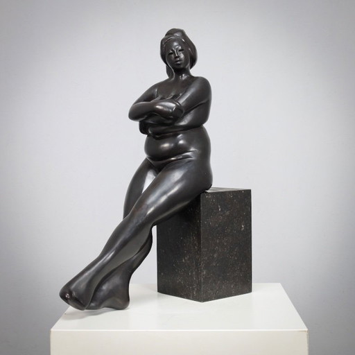 Seated Female Sculpture by Francine Govers, Netherlands, 1990s