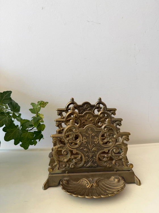 Schöner Briefhalter – Zeitungsständer, Brass (photo 5 of 6)