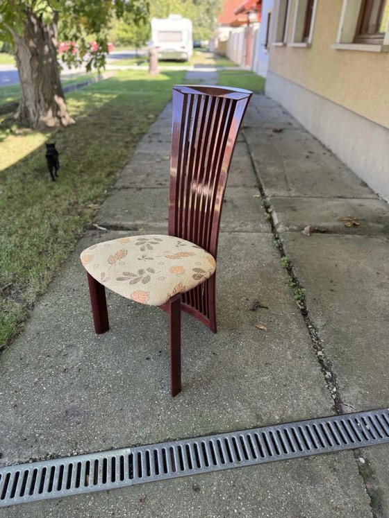 Lacquer and Fabric Dining Chairs by Pietro Costantini, 1980, Set of 6, Brown (photo 8 of 10)