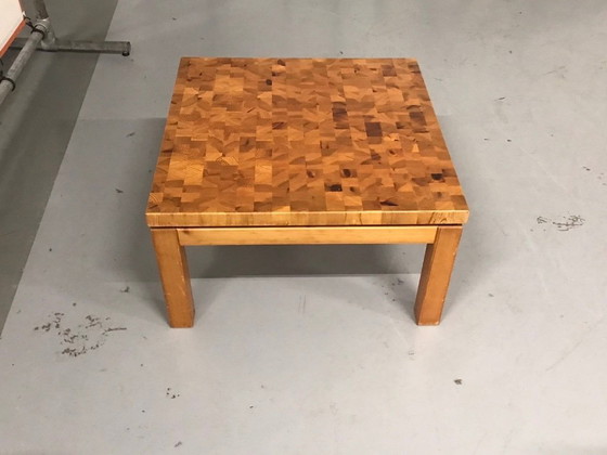 Image 1 of Solid elm coffee table in patterned top Netherlands 1970s