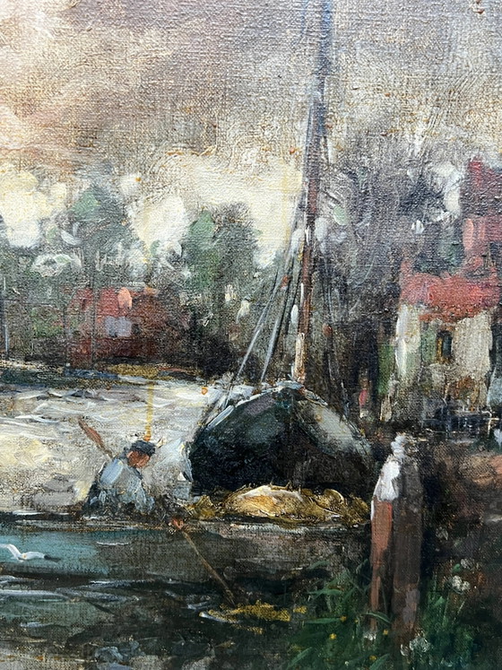 Theo van de Poel. "Avondlandschap" in de stijl van het impressionisme. – Schilderijen & Tekeningen, Canvas (photo 4 of 6)