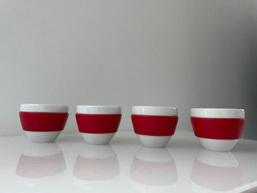 Juego de 4 tazas Koziol Aroma Matteo Thun, rojo y blanco