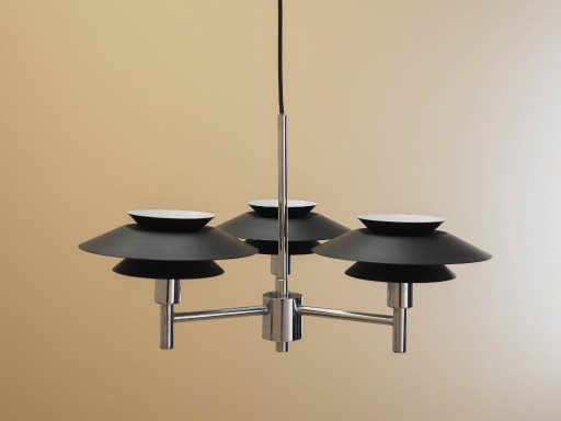 Lampada a sospensione Genoa con tre paralumi, in metallo, Harald Nyborg A/S, Danimarca, stile contemporaneo (photo 2 of 16)
