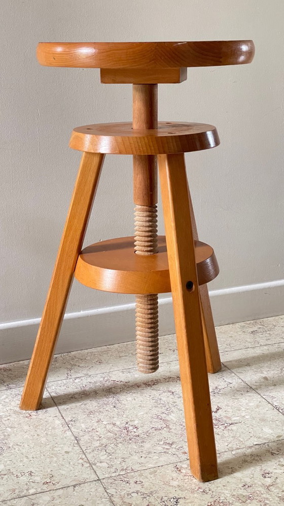 Image 1 of TABOURET with Screws Solid Beech VINTAGE