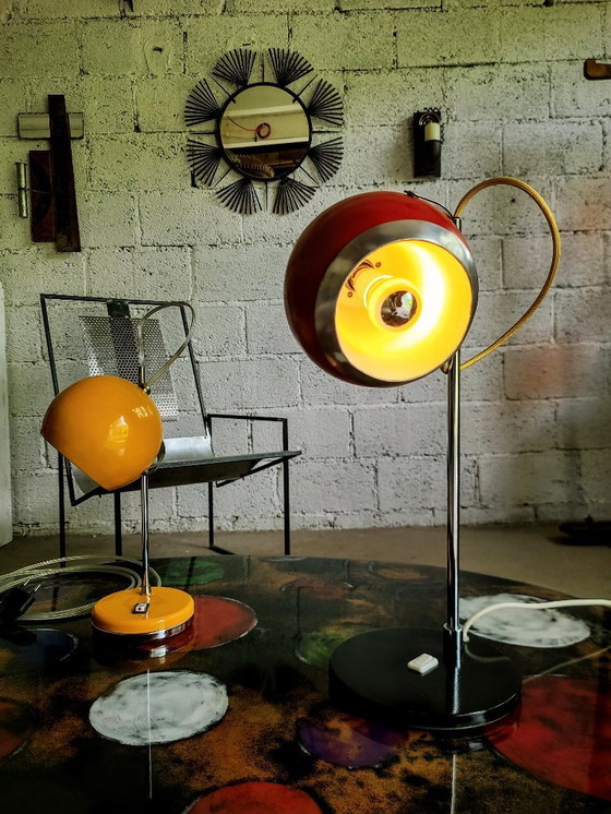 Image 1 of Großer 60er Jahre Aluminor Eyeball - restauriert rot glitzernd Pop Space Age