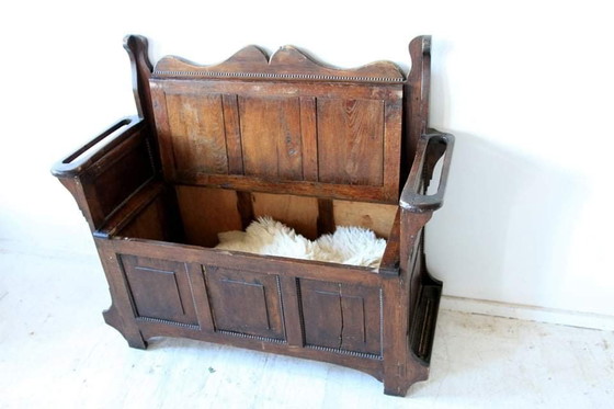Banc Ancien En Chêne Avec Rangement (photo 4 of 8)