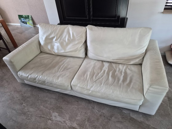 Image 1 of Canapé 2 + 3 places en cuir blanc Natuzzi