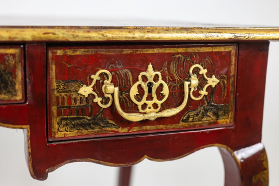 Image 1 of Bureau Plat de Style Louis XV à Décor de Scènes Lacustres, Circa 1800