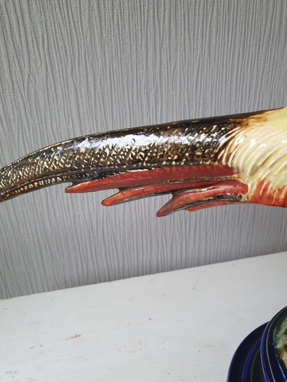 Image 1 of Large antique ceramic pheasant statue ca. 1900-1920