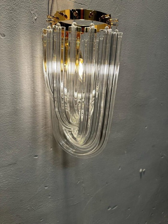 Aplique Trilobo de Venini, Vidrio, Latón, Transparente, Vintage (foto 2 de 5)