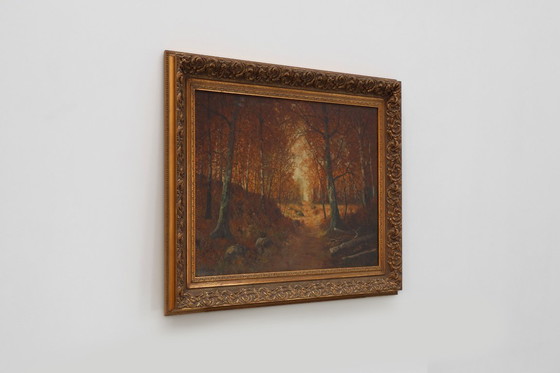 Image 1 of Peinture à l'huile sur toile signée, représentant une forêt, Paris, 1926