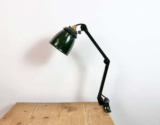 Image 1 of Industrial Green Enamel Adjustable Table Lamp, 1960s