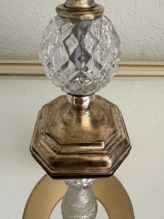 Image 1 of Glass and brass lamp from the 60s