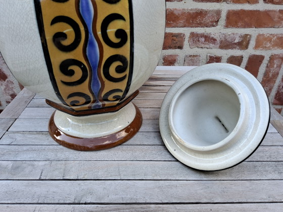 Antique Art Deco potiche or lidded vase by Auguste Mouzin & Cie from Wasmuel, 1920s – Ceramic (photo 10 of 11)