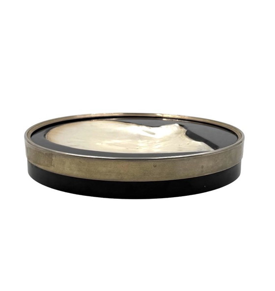 Hollywood regency shell vide poche, Italy 1970, Decorative Objects, Metal, Other, Black, Mid Century Modern (photo 3 of 13)