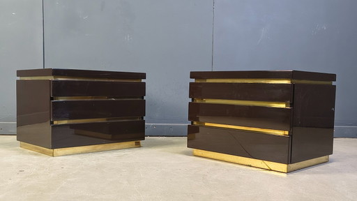 Vintage pair of bedside cabinets by Jean Claude Mahey, 1970s