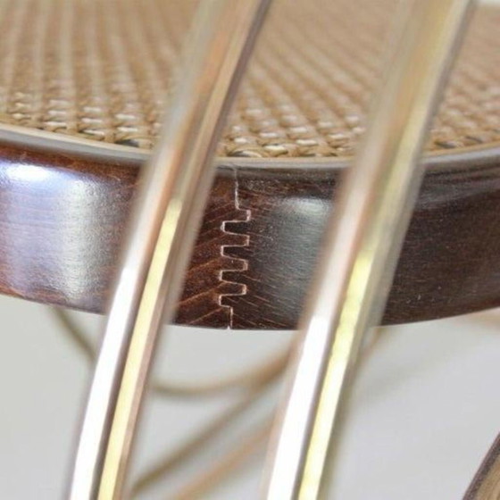 1x 1970s Thonet-Style Rocking Chair, Brass & Wicker, Mid-Century Modern – Rattan (photo 11 of 12)