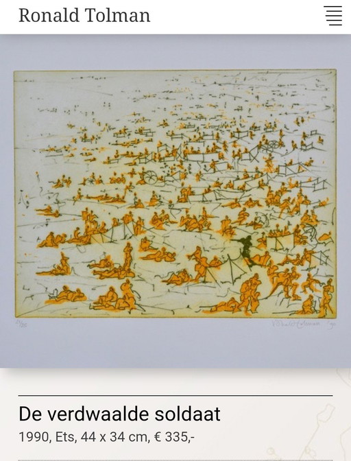 Gravure de Ronald Tolman. Le soldat disparu,,