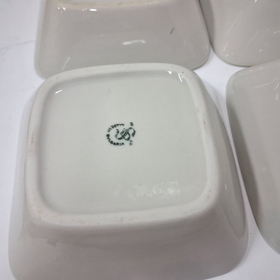 Image 1 of Vintage set of six square porcelain dessert bowls