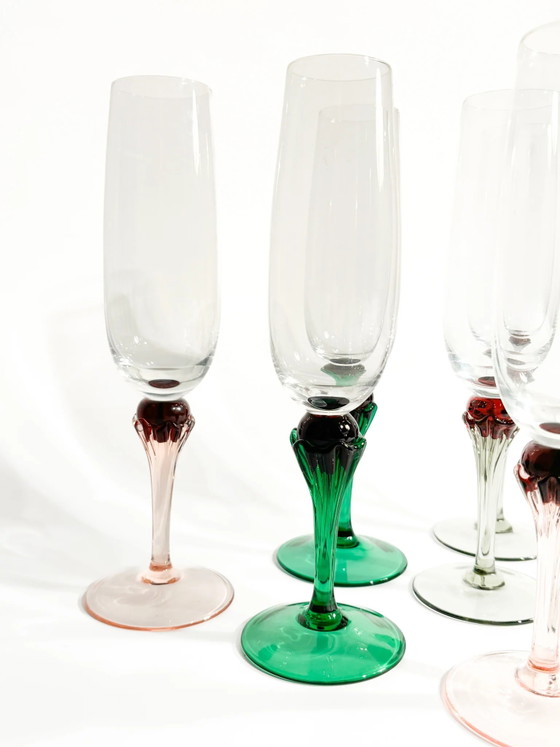 Set di sei calici in vetro di Murano multicolore degli anni '80 – Stoviglie (photo 3 of 9)