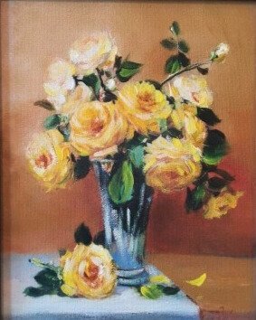 Image 1 of "Roses jaunes" encadré