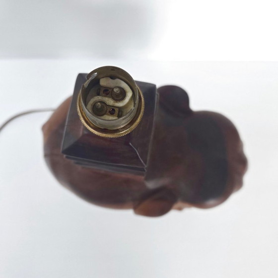 Image 1 of MAGNIFIQUE LAMPE ELEPHANT VINTAGE ART DECO 1940 1950 EN BOIS MASSIF 40S 50S