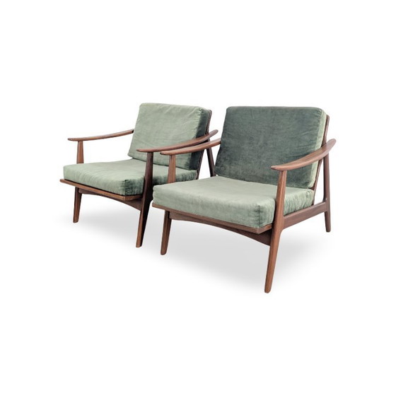 Image 1 of 2x Midcentury armchairs Vintage easy chair teak retro green Danish