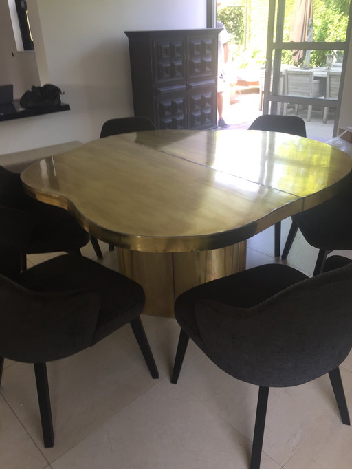 Organic Table Fully Clad with Brass