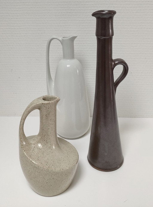 three soliflore vases stoneware ceramic vintage porcelain