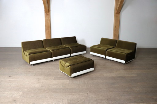 Cor Orbis Modulaire Sofa in Olijfgroen Corduroy van Luigi Colani, 1970