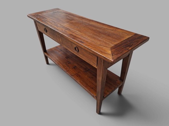 Tavolino classico, consolle da parete, dimensioni: 140x45cm e 78cm di altezza. – Console, Metal, Wood (photo 2 of 5)