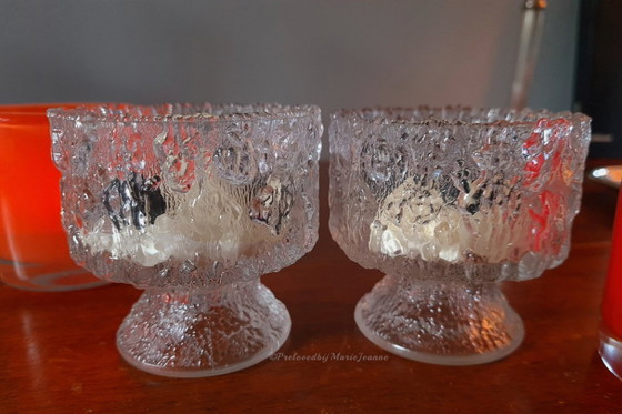 Image 1 of 2x Tapio Wirkkala, coupes à dessert IITALA verre à glace (Aslak) à pied.