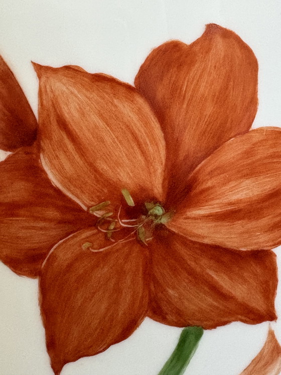 Image 1 of Vase Vintage Wallendorf Amaryllis peint à la main