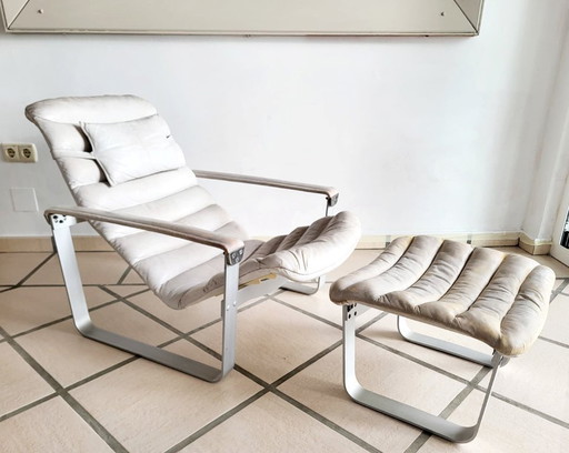 Silla vintage Ilmari Lappalainen Pulkka + otomana para Asko 1960
