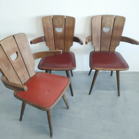 Image 1 of Küchenstühle mit Armlehnen im Stil des Brutalismus der 50er/60er Jahre (3. gratis)