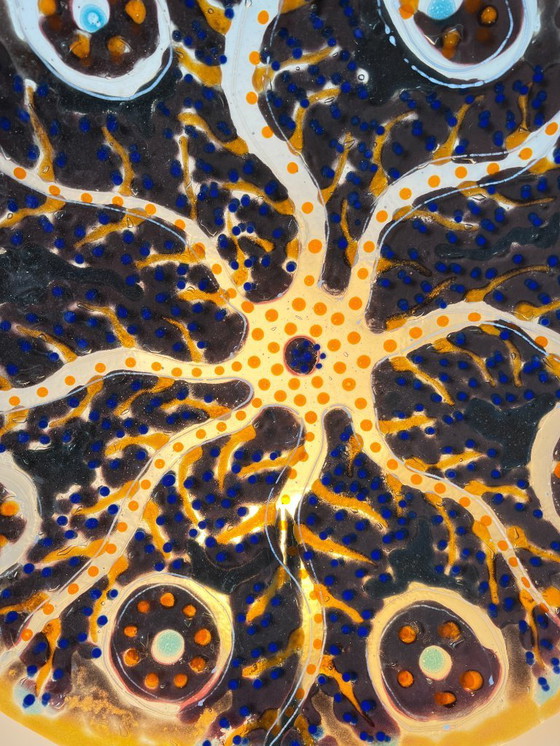 Image 1 of Gran cuenco escultórico de vidrio fundido hecho a mano – pieza única de arte contemporáneo – Ø 53,5 cm