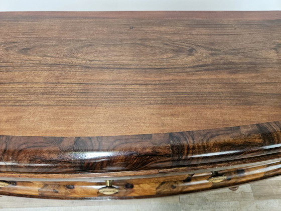 Image 1 of Toscaanse Art Deco kaptafel uit de jaren 40 van walnootwortelhout.