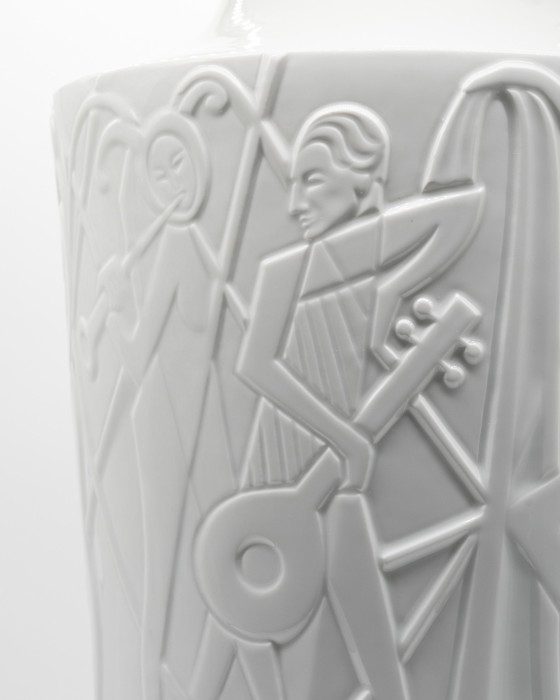 Image 1 of Rare 49cm Porcelain Floor Vase Edelstein Bavaria Art Déco Relief Kurt Wendler 57