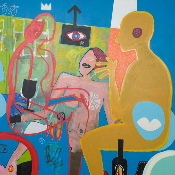 Image 1 of Unique Large “Joie De Vivre” Painting by Coen Blankwaard, Netherlands, 2013