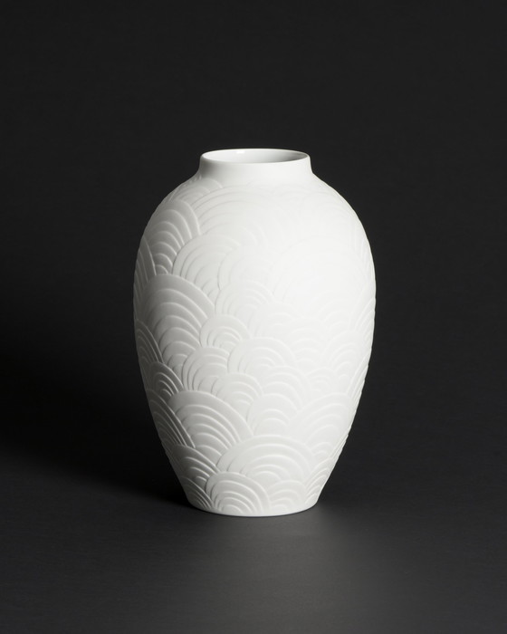 Image 1 of XL Heinrich Bisque Porcelaine Vase Duo Vintage 60s Design Op-Art Relief Art Déco