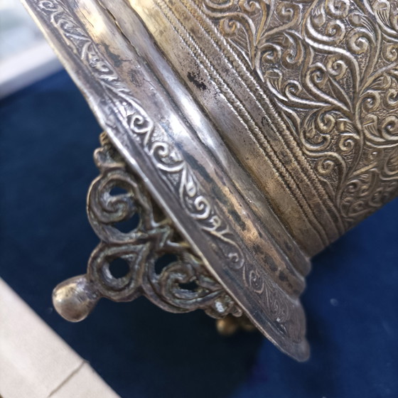 Image 1 of Zeldzaam, met de hand gebeiteld Marokkaans zilveren meesterwerk uit de 19e eeuw (650 g)