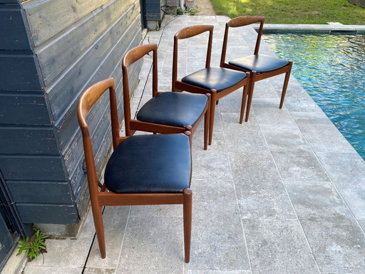 Set di 4 sedie scandinave Johannes Andersen Vamo Sonderborg in teak skai an60 vintage