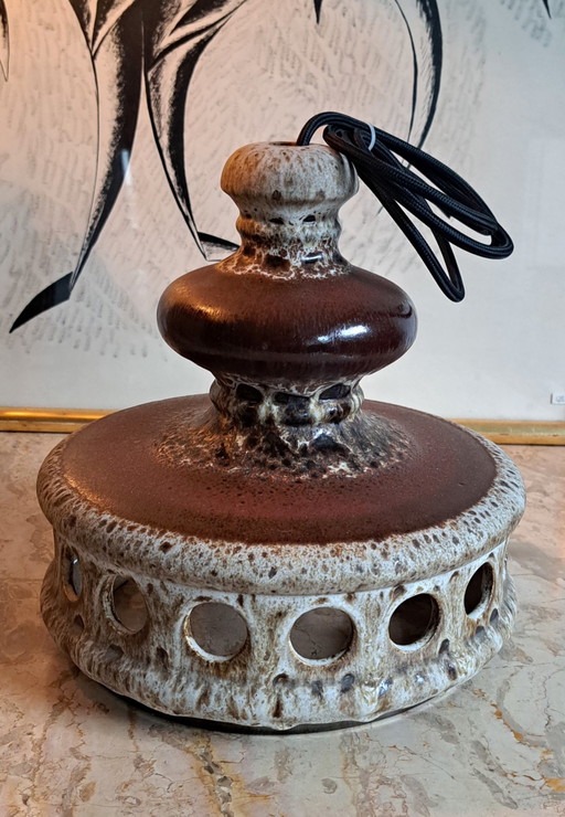 Vintage Fat Lava hanglamp keramiek bruin nieuwe bedrading 