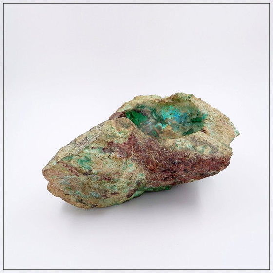 Image 1 of Vassoio in pietra grezza anni &#39;60, malachite naturale e azzurrite