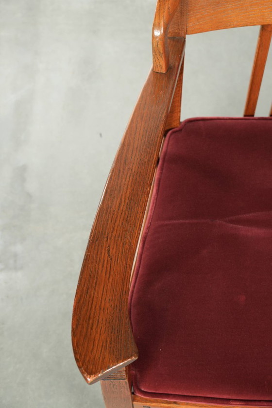 Image 1 of Art Nouveau/ Jugendstil design Schuitema dining chair/occasional chair with luxurious red fabric upholstery