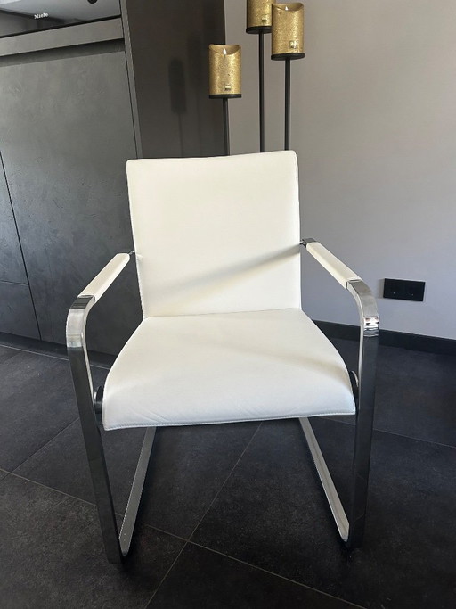 6 Leather Hülsta Cantilever Dining Chairs – eetkamerstoelen, Chrome