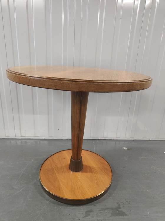 Image 1 of Tavolino da caffè rotondo bicolore Streamline Art Deco Tavolino da caffè rotondo