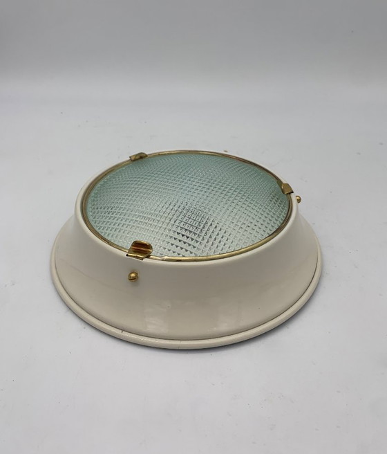 Image 1 of Paar plafondlampen - wandlampen - toegeschreven aan Fontana Arte, vintage Italië, ivoorwit