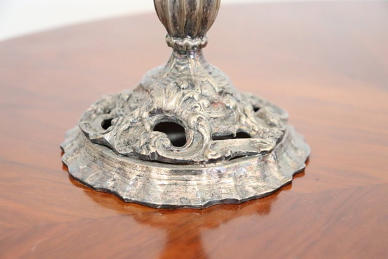 Image 1 of Kandelaber mit 5 Armen aus versilbertem Metall, ca. 1980er Jahre, 2er-Set