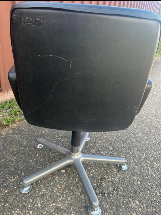 Image 1 of Eurosit Bürostuhl, schwarzes Leder, Metallgestell